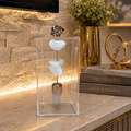 Caixa de Acrílico Decorativa Com Pedra Natural - Quartzo Branco com pingente banhado.
