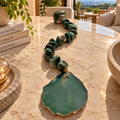 Colar de Mesa Fialho com pedras naturais - Quartzo verde com Banhada.