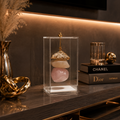 Caixa de Acrílico Decorativa Com Pedra Natural - Quartzo Rosa e Aragonita