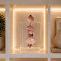 Caixa decorativa de acrílico de Quartzo Rosa e Banhada.