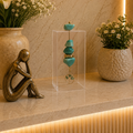Caixa de Acrílico Decorativa Com Pedra Natural - Amazonita com pingente Árvore da Vida.