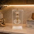Caixa decorativa de acrílico de Cristal com coração de Selenita.