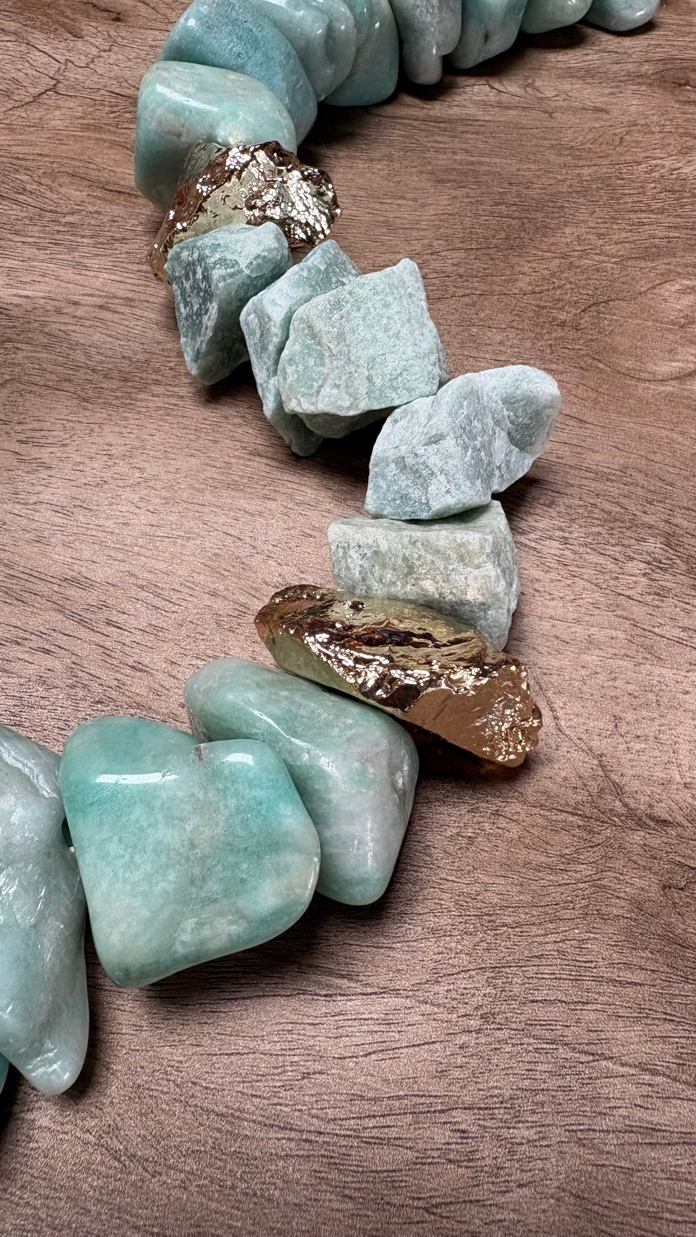 Colar de Mesa - Amazonita com pedra banhada.