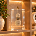 Caixa decorativa de acrílico de Esfera de Fio de Macrame e Banhada.