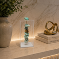 Caixa de Acrílico Decorativa Com Pedra Natural - Amazonita com pingente banhado.