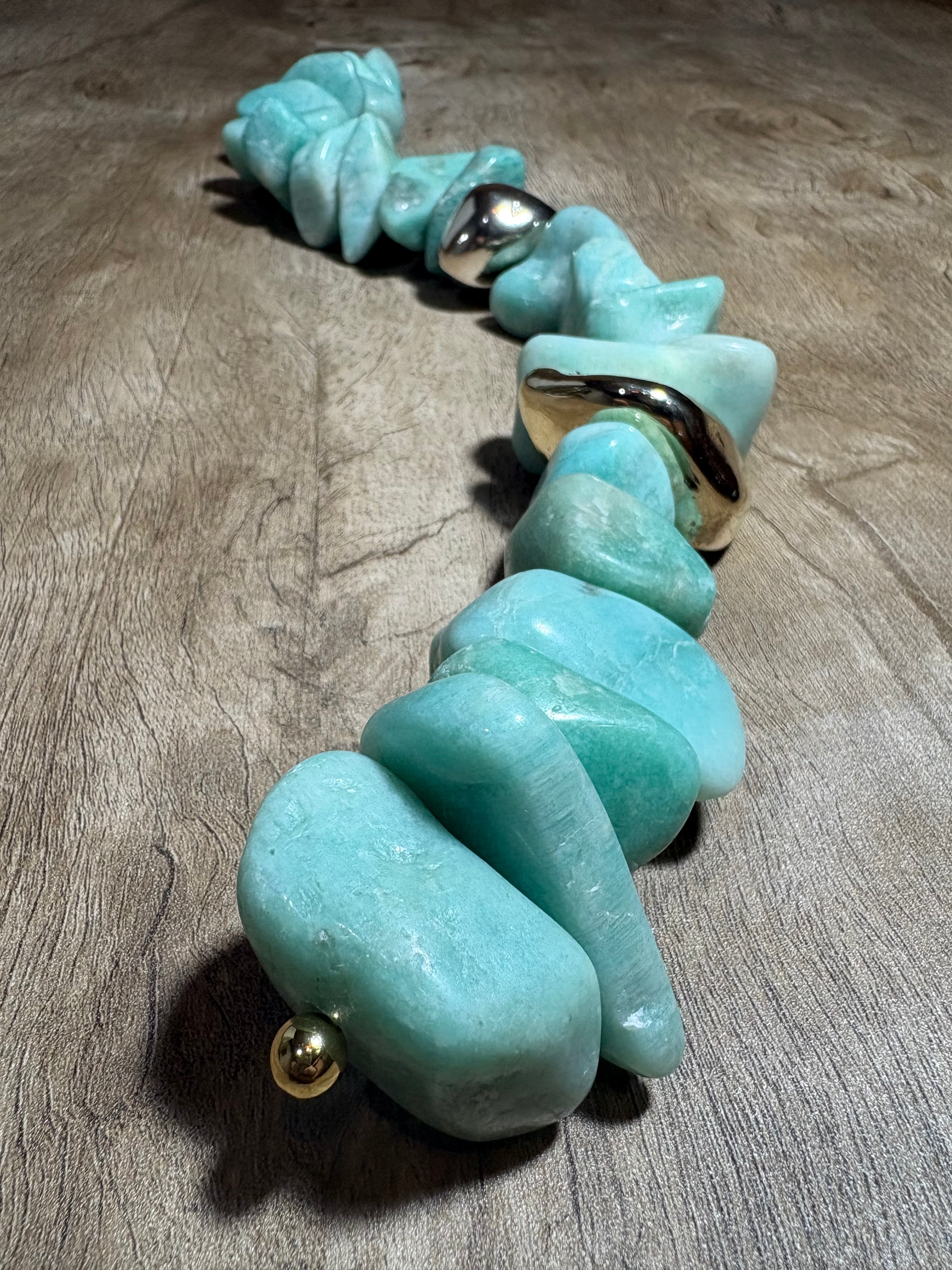 Colar de Mesa - Amazonita com pedra banhada.