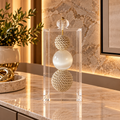 Caixa decorativa de acrílico de Esfera de Fio de Macrame e Selenita.