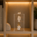 Caixa decorativa de acrílico de Quartzo Branco e Banhada Bruta.