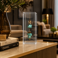 Caixa de Acrílico Decorativa Com Pedra Natural - Amazonita com dourado.
