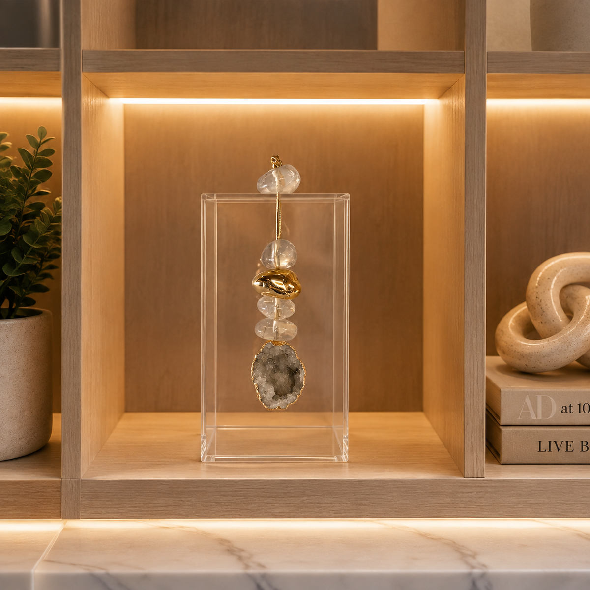 Caixa decorativa de acrílico de Cristal com Pedra Marrocos.