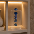 Caixa decorativa de acrílico de Esfera e Pedra de Quartzo Azul.