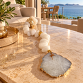 Colar de Mesa Fialho com pedras naturais - Quartzo Branco com Banhada e Pingente Fé.