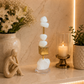 Escultura Decorativa de Quartzo Branco e esfera banhada. (Cópia)