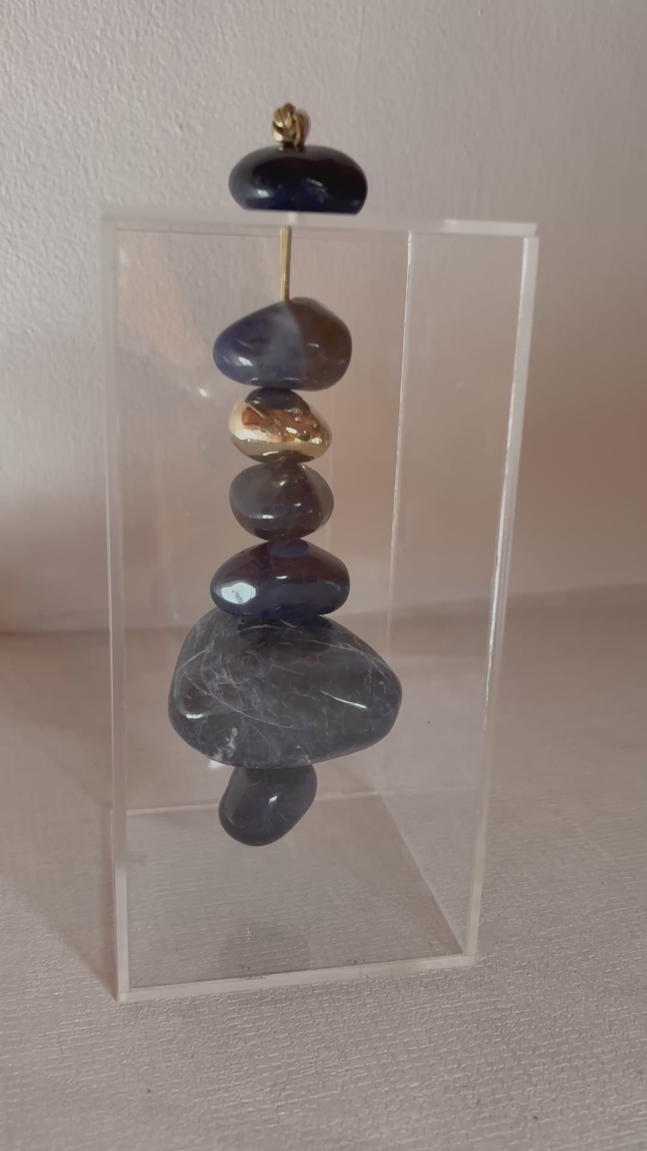 Caixa decorativa de acrílico de Sodalita e Ágata Azul.