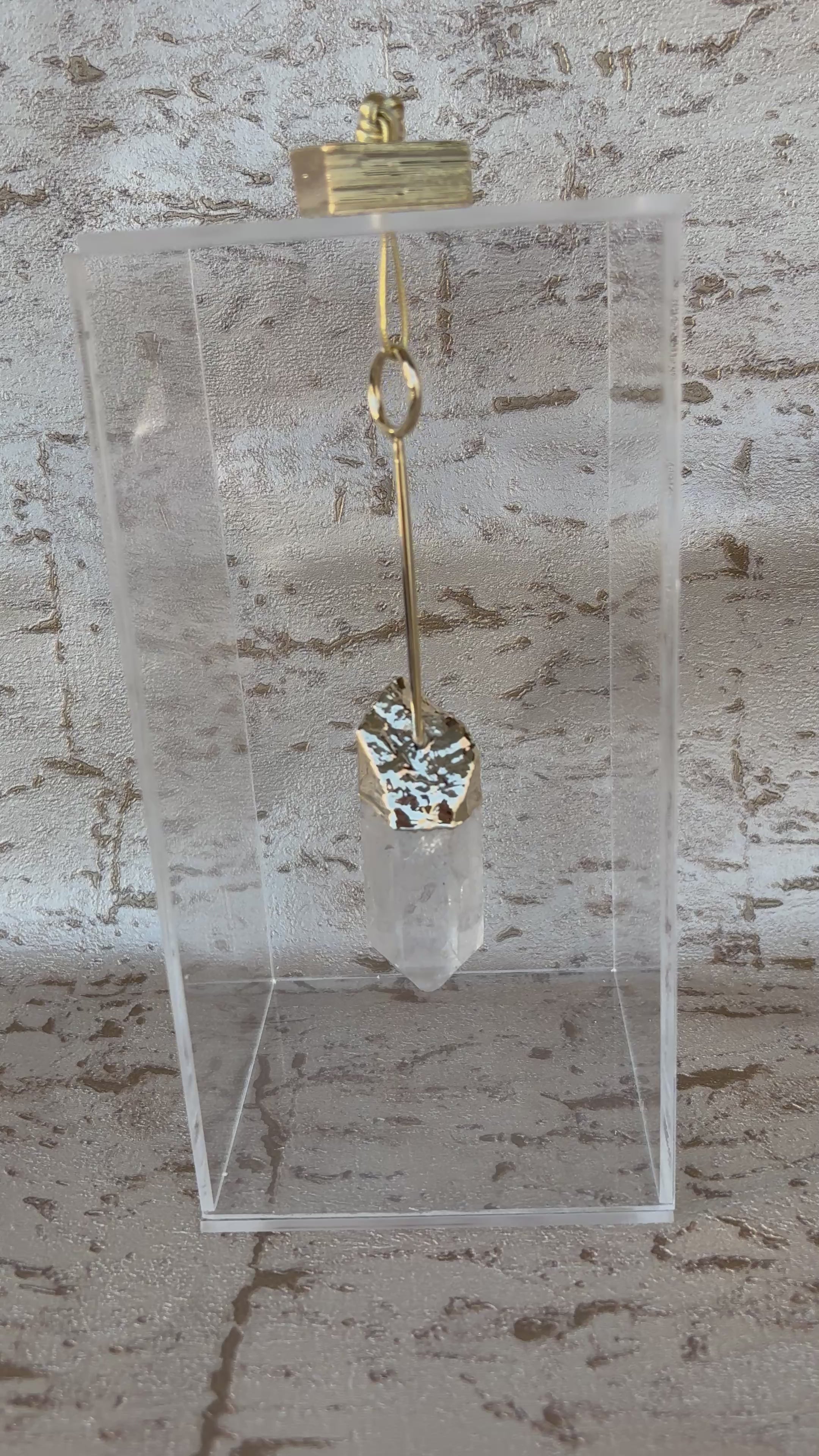Caixa decorativa de acrílico de Pêndulo de Selenita Banhada.
