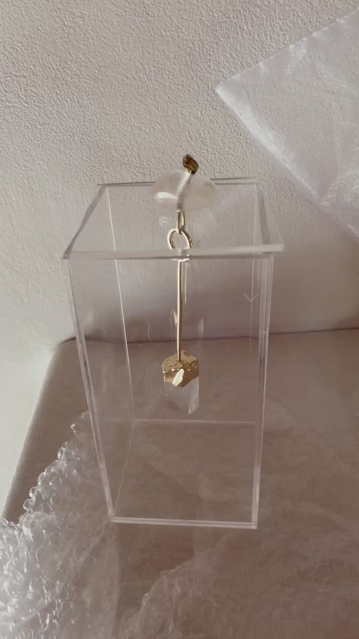 Caixa decorativa de acrílico de Pêndulo de Selenita Banhada.